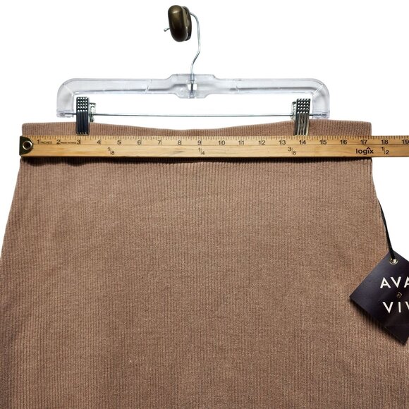 Ava & Viv Ribbed Knit Camel Womens Pencil Skirt Size 3X - Picture 5 of 6